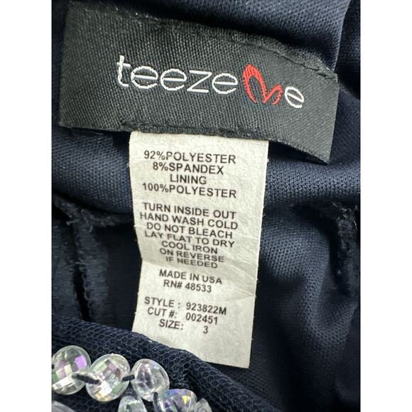 Teeze Me Blue Jewel Sequin Short Formal Cocktail Juniors Dress 3 - Picture 6 of 9